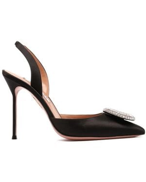 Aquazzura Pointed-Toe Court Shoes With Crystal Embellishment - Black