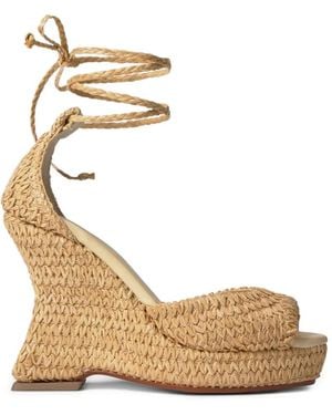 Castañer Blanca Braided Raffia Sandals - Metallic