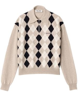 Miu Miu Cashmere Polo Jumper - White