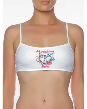 Moschino Graphic-Print Bikini Top - Blue