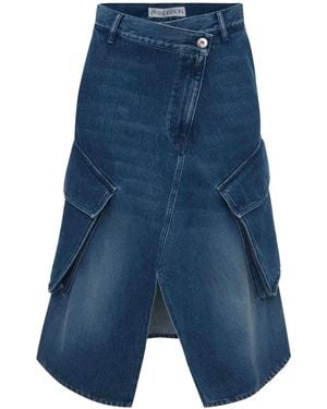 JW Anderson Cargo Denim Midi Skirt - Blue