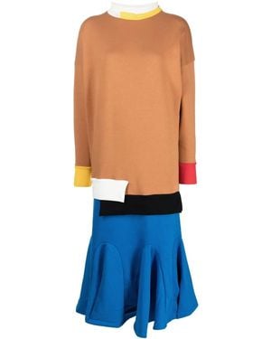 Enfold Colour-Block Jersey-Knit Dress - Blue