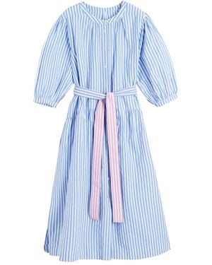 Chinti & Parker Striped-Pattern Belted Midi Dress - Blue