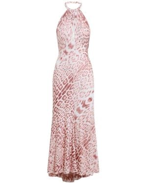 Roberto Cavalli Leopard-Print Halterneck Dress - Pink