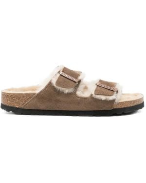 Birkenstock Arizona Shearling-Lined Sandals - White