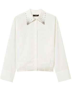 Twinset Poplin Shirt With Rhinestones - White