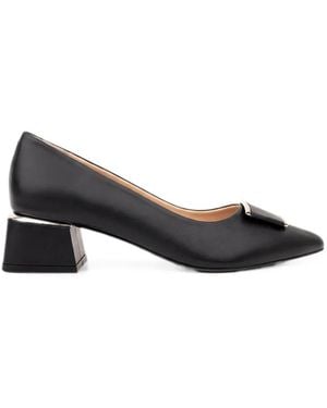 SERGIO MORETTI FIRENZE Buckle-Detail Block-Heel Court Shoes - Black