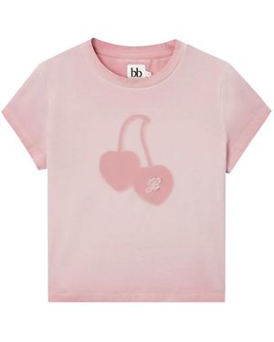 B+ AB Cherry-Print Crystal-Embellished T-Shirt - Pink