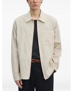 Another Aspect Striped Zip-up Shirt - Natural