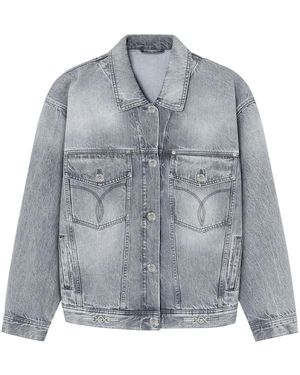 Versace Logo-Appliqué Denim Jacket - Gray