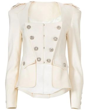 Costarellos Bettina Crystal-Button Blazer - White