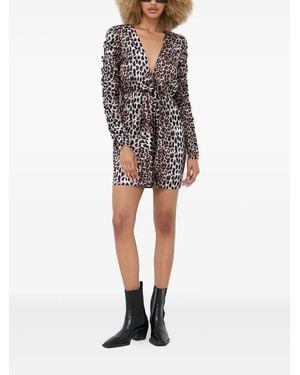 Notes Du Nord Leopard-Print Tie-Front Mini Dress - Red