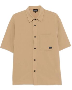 Emporio Armani Logo-Plaque Short-Sleeve Shirt - Natural