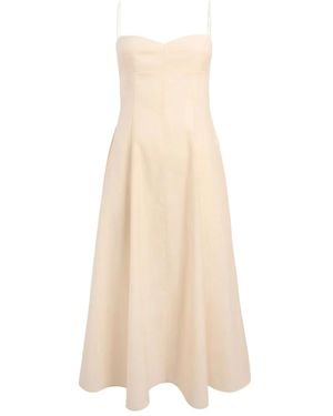 KHAITE Isabella Spaghetti-Strap A-Line Midi Dress - Natural