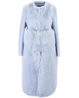Blancha Paneled Faux-Fur Dress - Blue