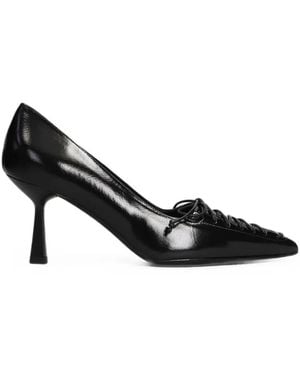 Chantal Lace-Up Pointed-Toe Pumps - Black