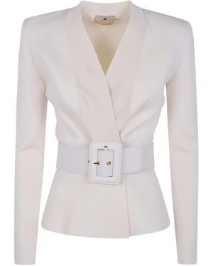 Elisabetta Franchi Strick mit Gürtel - Weiß