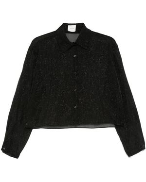 Alysi Glitter-Detail Collared Shirt - Black