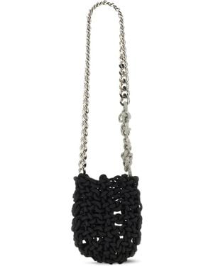 Kara Chain-Strap Knitted Shoulder Bag - White