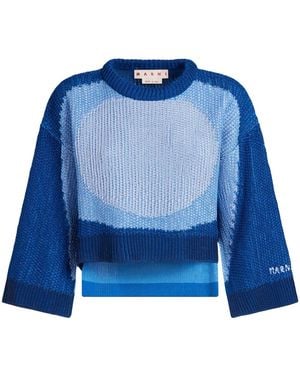 Marni Intarsia-Knit Cotton Jumper - Blue