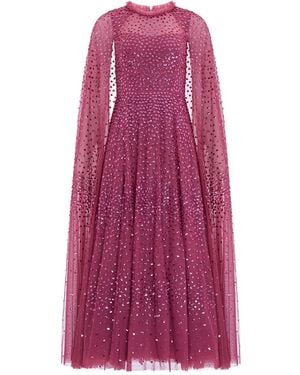 Needle & Thread Dotted-Cape Maxi Dress - Purple