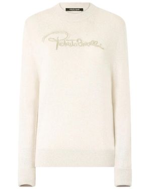 Roberto Cavalli Maglione Con Logo - Neutro
