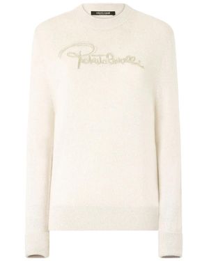 Roberto Cavalli Logo-Embroidered Jumper - Natural