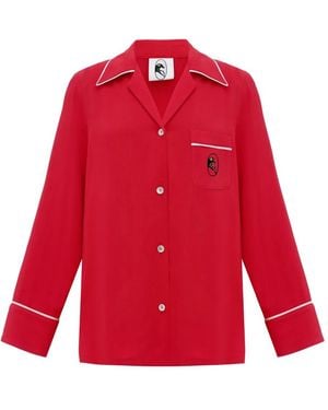Sleeper Finnegan Piped Pocket Pyjama Top - Red