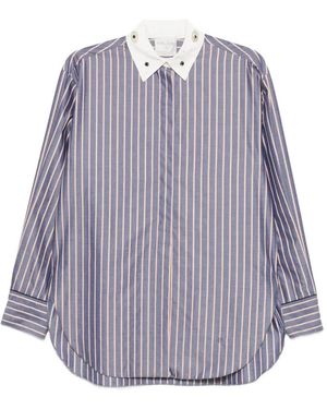 forte_forte Striped Crystal-Embellished Shirt - Purple