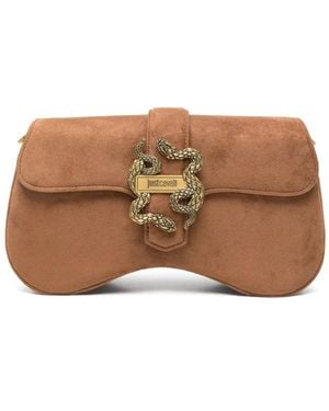 Just Cavalli Snake-Plaque Shoulder Bag - Brown