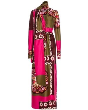CuAnna Floral-Print Silk-Satin Dress - Red