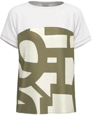 Marella Abstract-Print Panelled T-Shirt - White