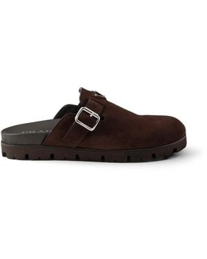 Prada Mules Aus Wildleder - Braun