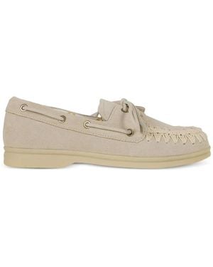 Mou Mocassins En Daim À Détails De Crochet - White