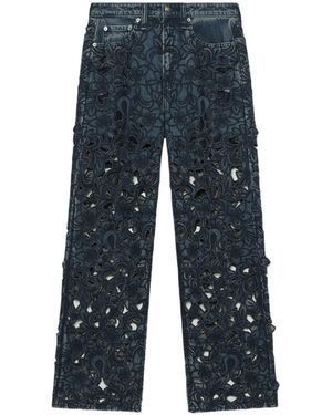 Rag & Bone Logan Floral-Lace Jeans - Blue