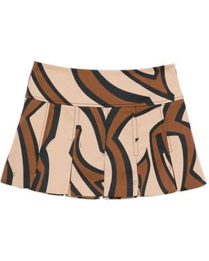 PUCCI Graphic-Print Pleated Mini Skirt - Natural