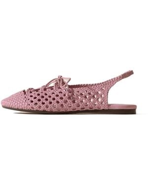Hereu Sardana Lace-Up Woven Pumps - Pink