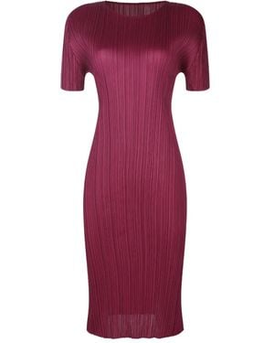 Pleats Please Issey Miyake Pleated Midi Dress - Purple