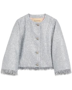 Valentino Garavani Vlogo Signature Fringed Jacket - Gray