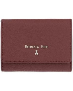 Patrizia Pepe Logo-Plaque Pebble-Grain Wallet - Purple