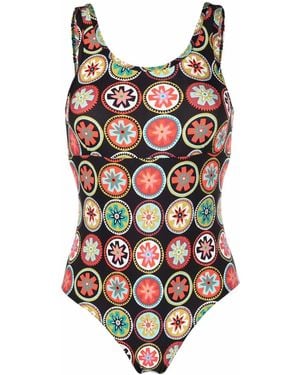 La DoubleJ Jazzercize Floral-Print Bodysuit - Black