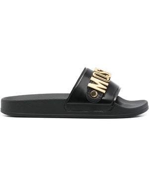 Moschino Sandali Slides Con Logo - Nero