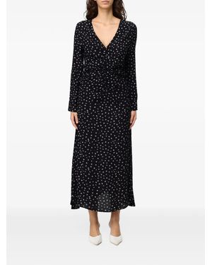 Mar De Margaritas Floral-Print Ruched Midi Dress - Black