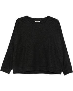 MAISON 123 Lisa Long-Sleeve Crew Neck Top - Black