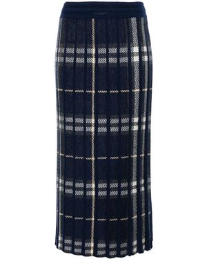 Eric Bompard Pleated Tartan Skirt - Blue