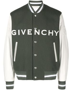 Givenchy Logo-Embroidered Button-Up Varsity Jacket - Green