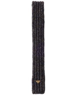 Prada Écharpe En Laine Et Cachemire Mouliné - Black