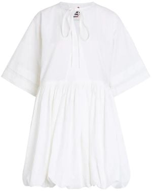Les Vacances d'Irina Tie-Neck Short-Sleeves Mini Dress - White