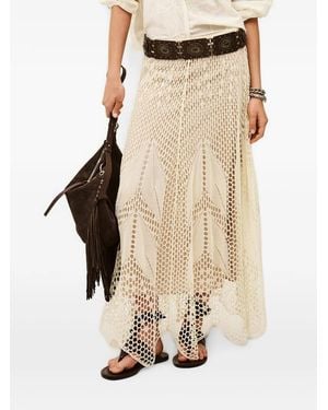 Ba&sh Ulys Crochet-Knit Pointelle Maxi Skirt - Natural