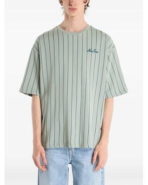 KTZ Pinstripe-Pattern Logo-Embroidered T-Shirt - Green
